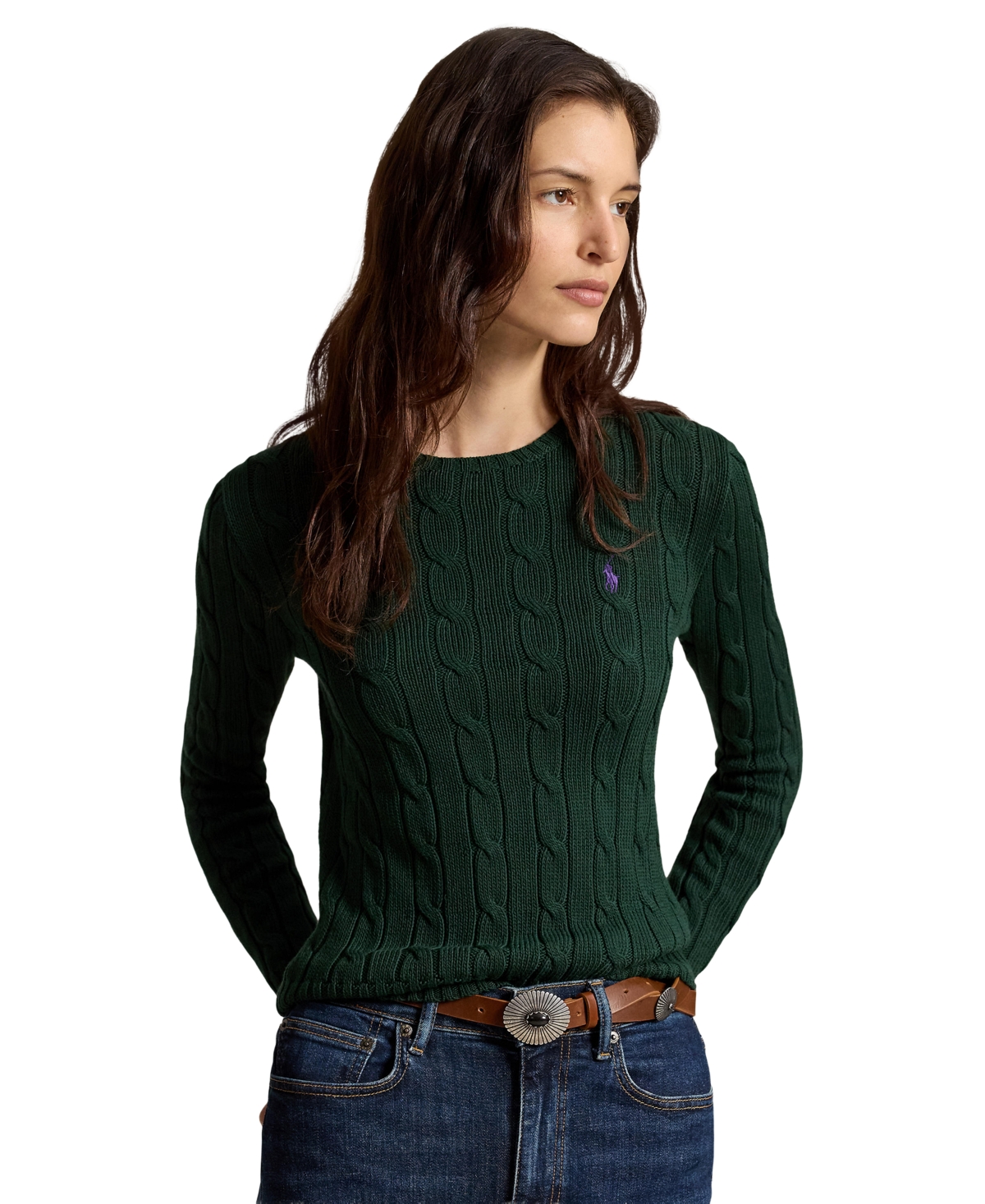 Polo Ralph Lauren Women's Cable-Knit Cotton Crewneck Sweater