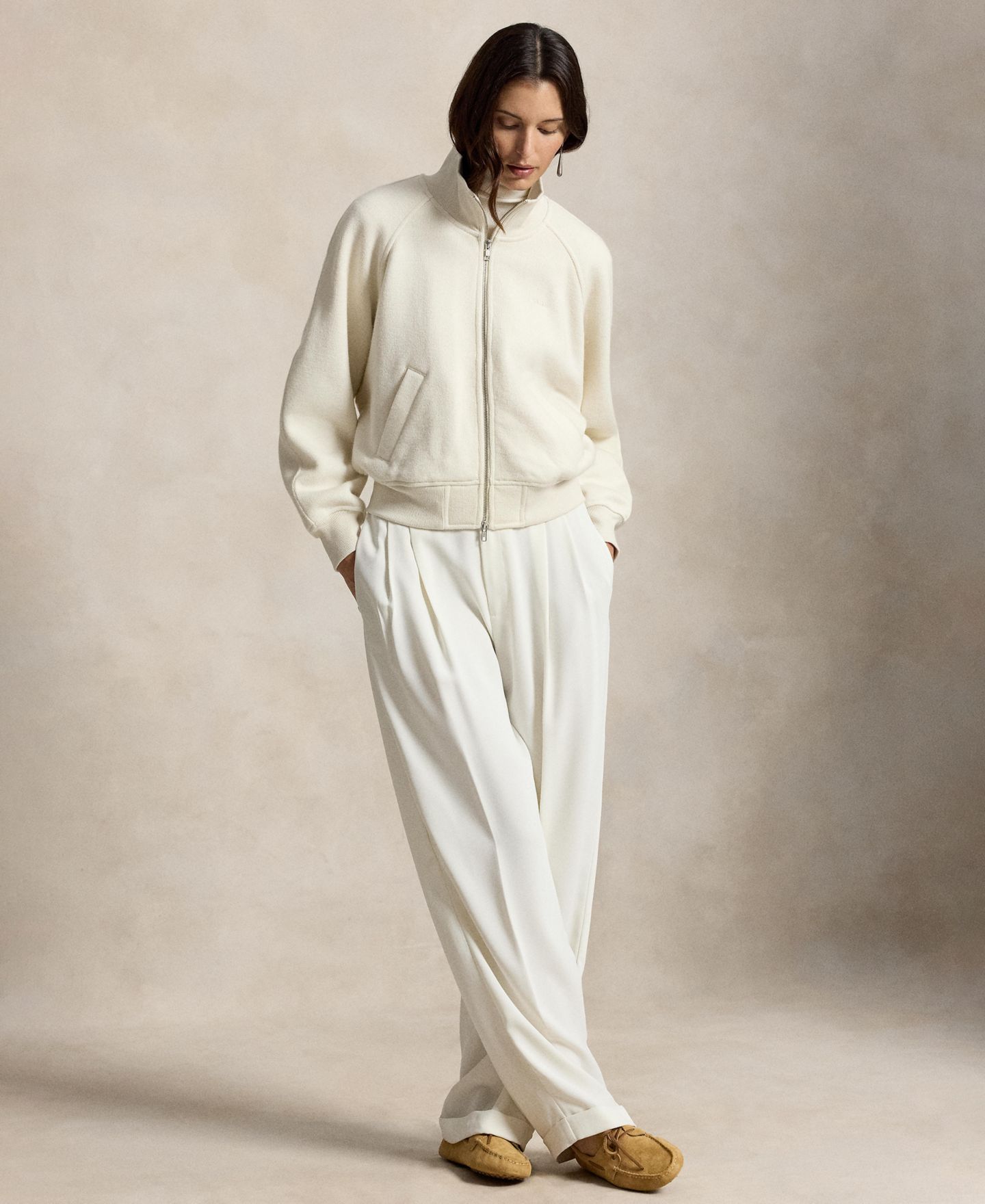 Женская куртка Polo Ralph Lauren Lofty-Knit Wool-Blend Bomber, цвет: Тёплый кремовый — фото 2