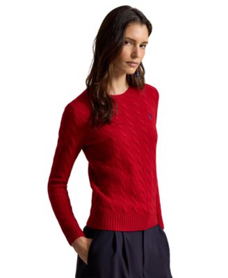 Women's Cable Wool-Cashmere Crew Neck Sweater