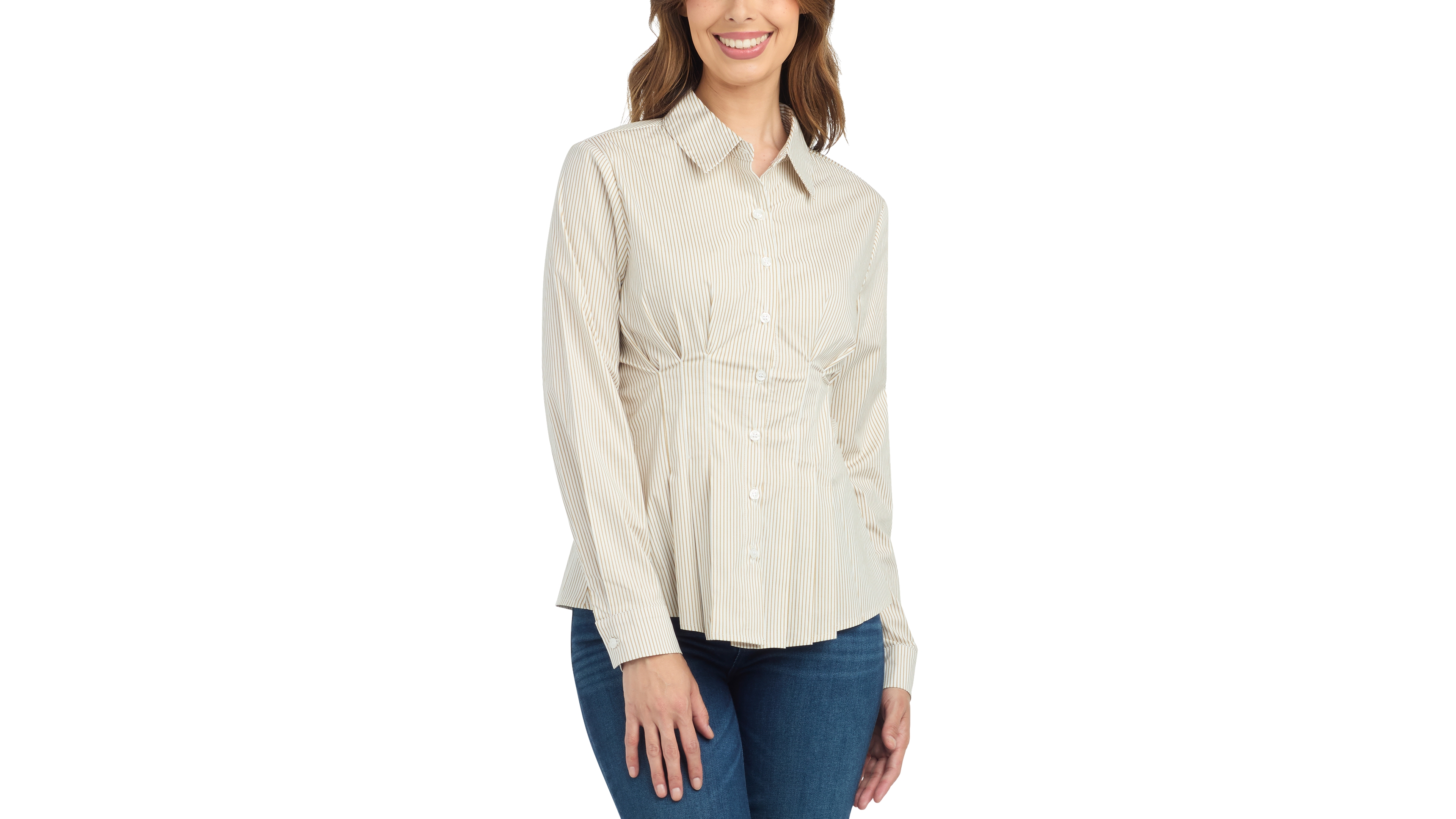 Bcx Juniors' Long-Sleeve Striped Point-Collar Blouse