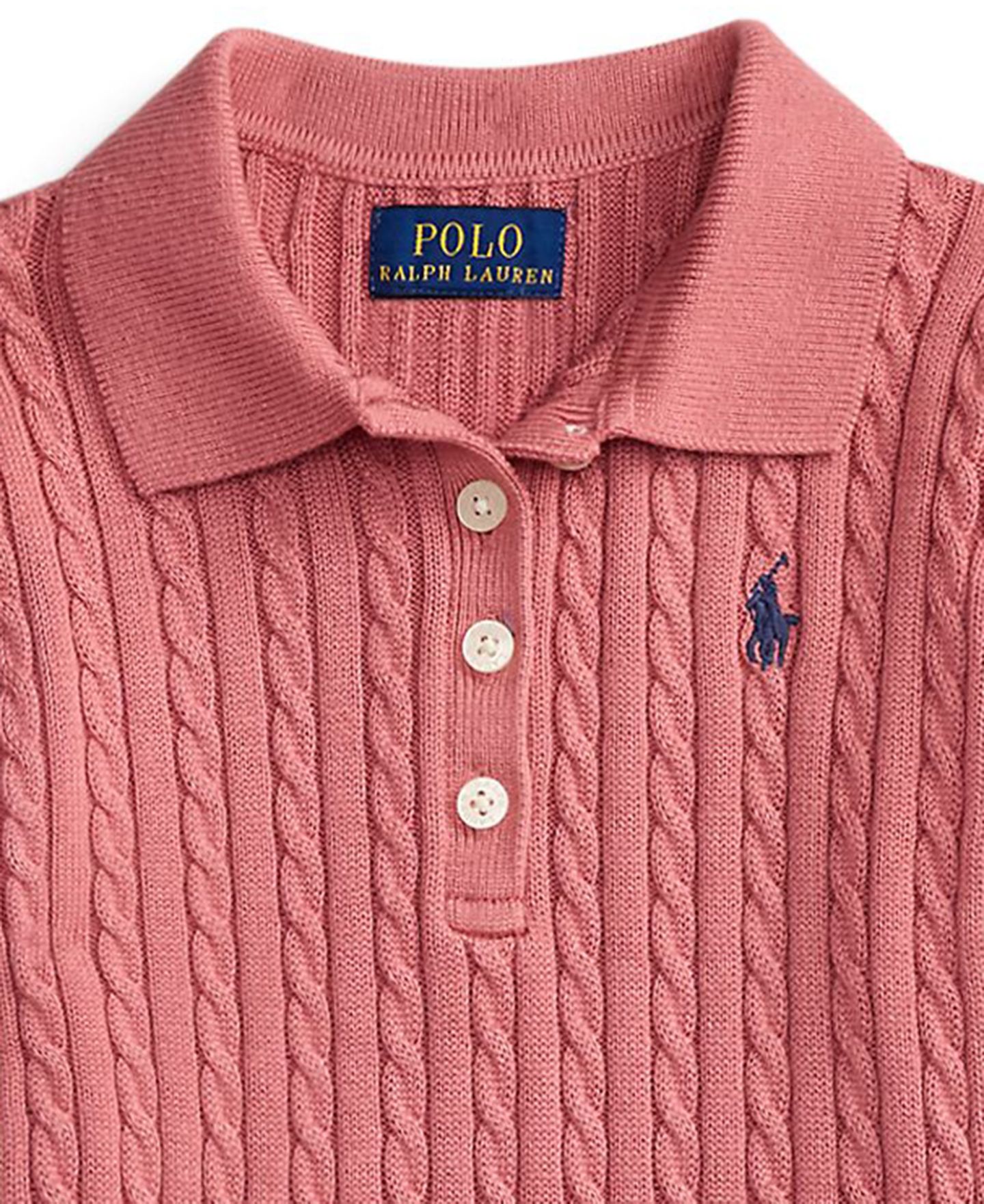 Платье Polo Ralph Lauren Drop-Waist Pleated Polo Sweater Dress для девочек, цвет: Розовый — фото 3