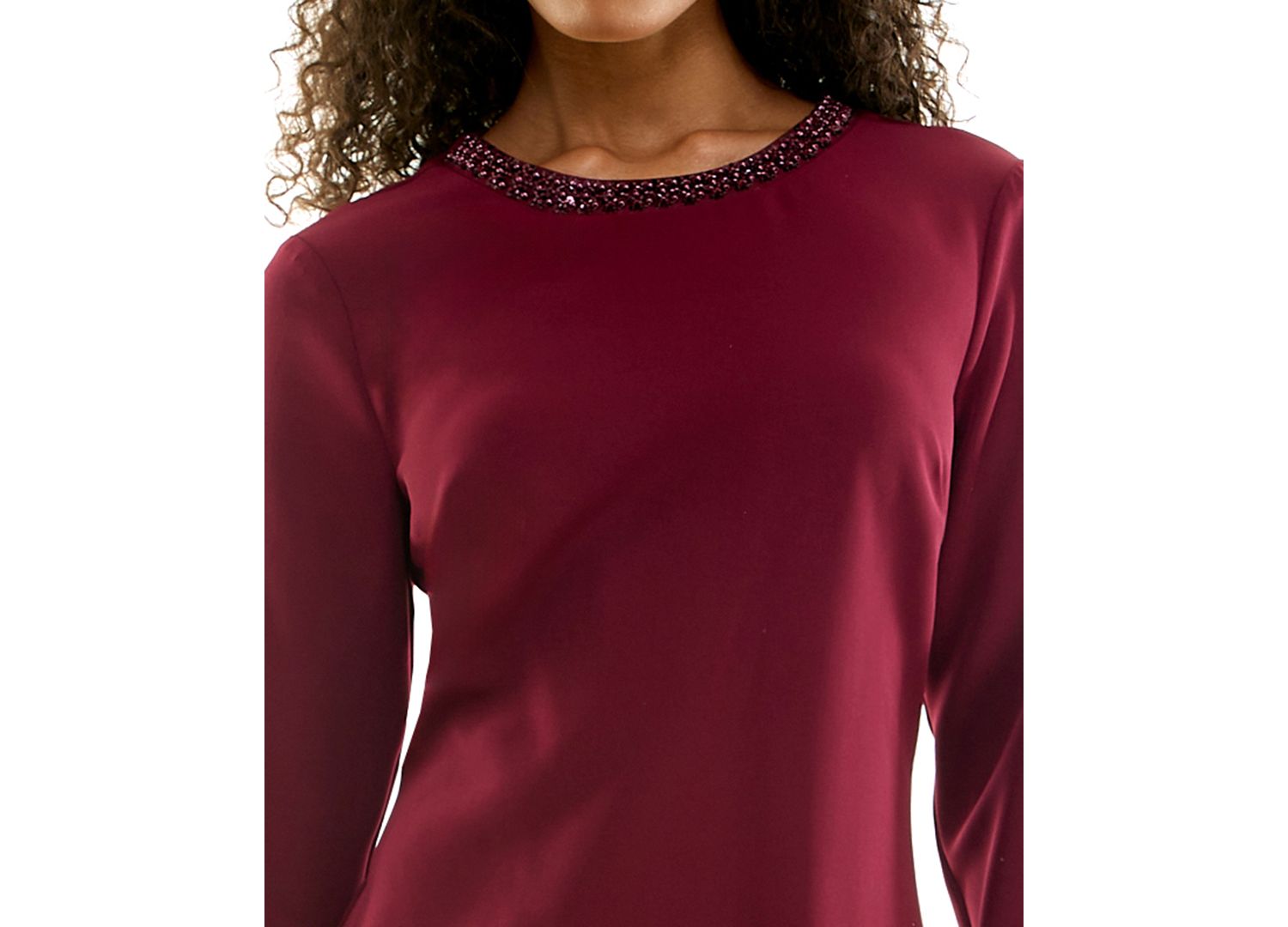 Juniors' Long Bell-Sleeve Sequin Dress
