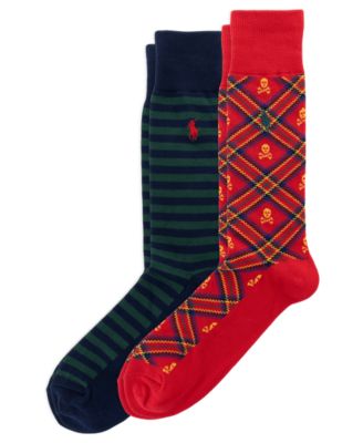 Men's Tartan Skull Crew Socks, 2-Pack