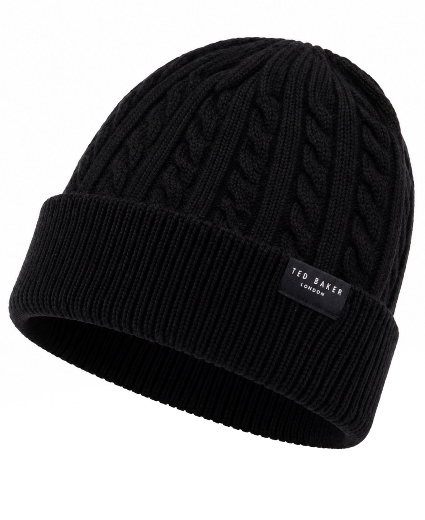 Мужская шапка Ted Baker Cable-Knit Wool/Cashmere-Blend Beanie, цвет: Чёрный — фото 2