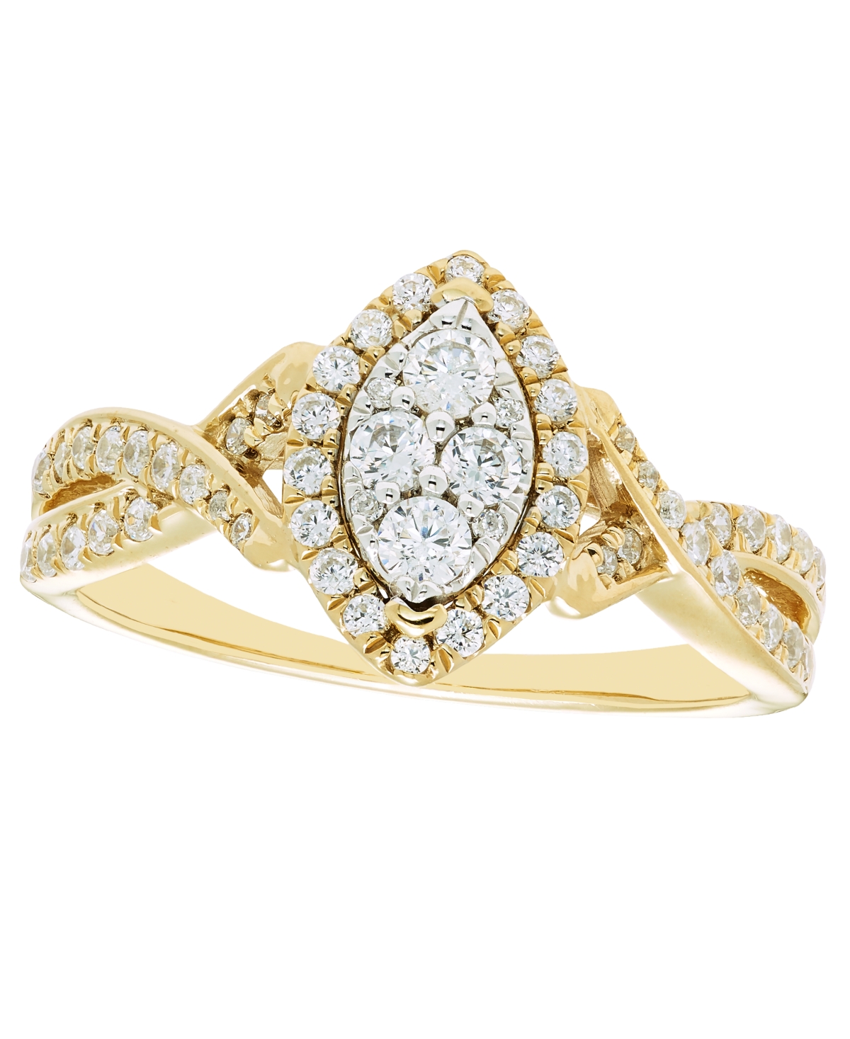 Macy's Diamond Cluster Ring (1/2 ct. t.w.) in 14k Two-Tone Gold