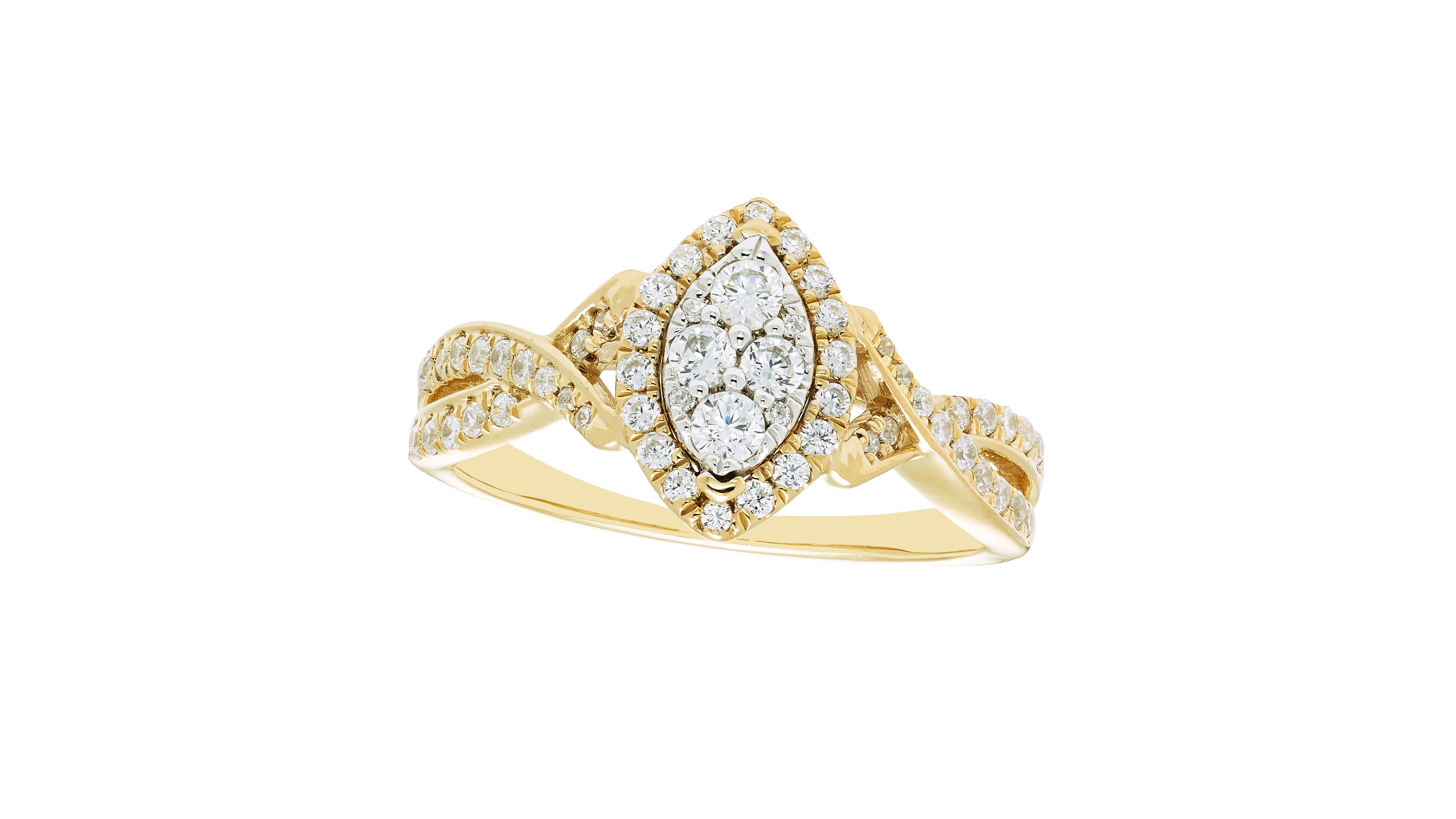 Macy's Diamond Cluster Ring (1/2 ct. t.w.) in 14k Two-Tone Gold