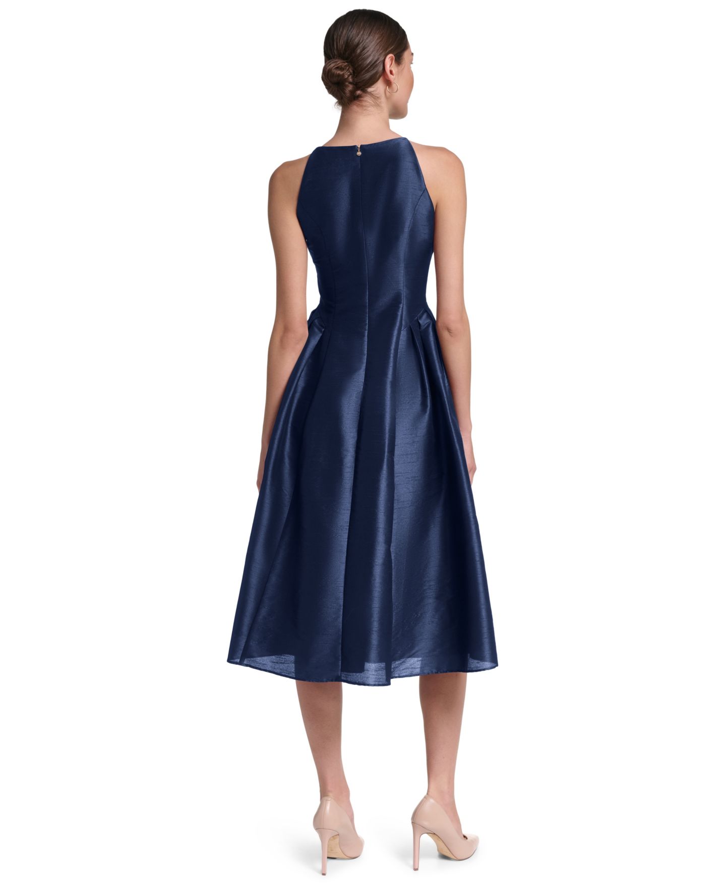 Женское платье Halston Halter-Neck Fit & Flare Midi, цвет: Тёмно-синий — фото 5