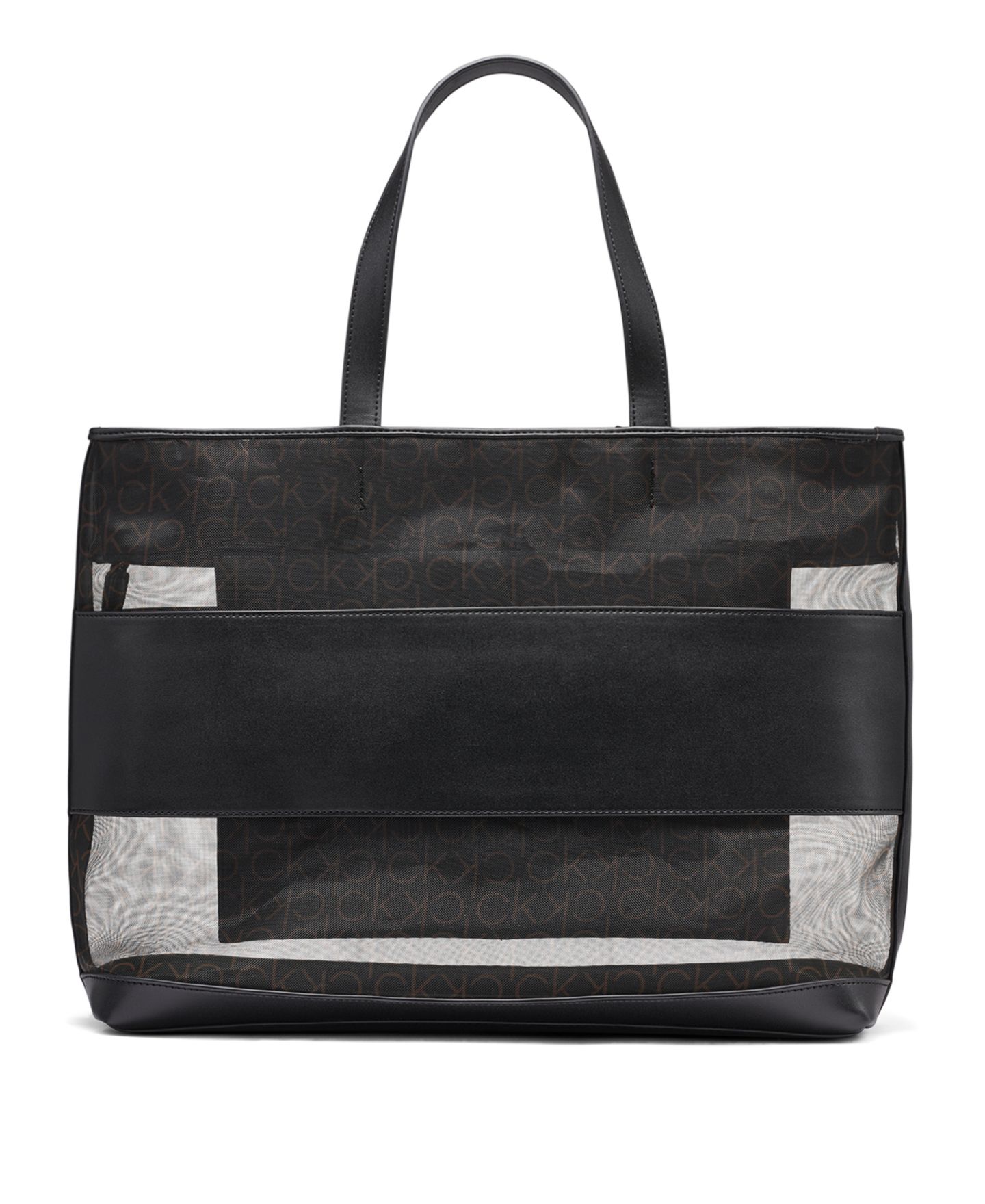Женская сумка Calvin Klein Aurelia Signature Mesh Large Tote Handbag, цвет: Коричневый хаки / Чёрный — фото 2