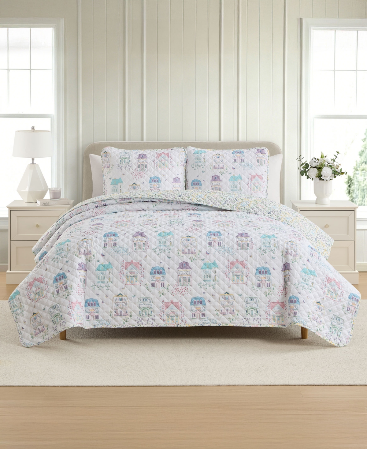 Lenox Spice Village Reversible 3-piece Quilt Set, King/california King In White