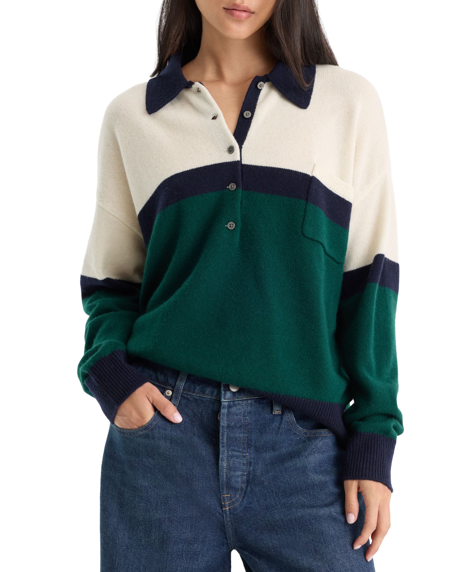Women's Oversized Rugby Collared Sweater