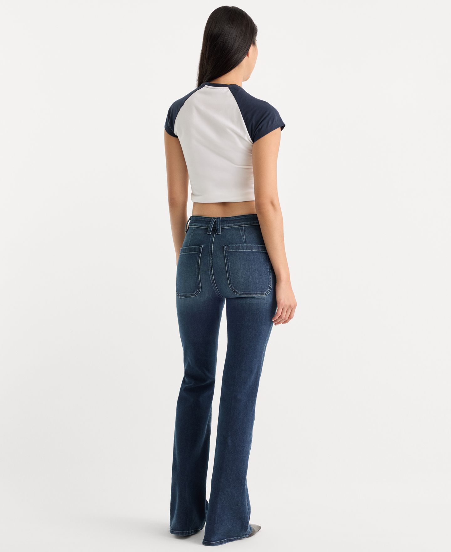 Женские джинсы Good American Good Legs Mid-Rise Flare Stretch-Denim, цвет: Lyrical — фото 5