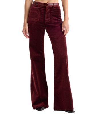 Women's Good Waist High-Waisted Wide-Leg Velvet Palazzo Jeans