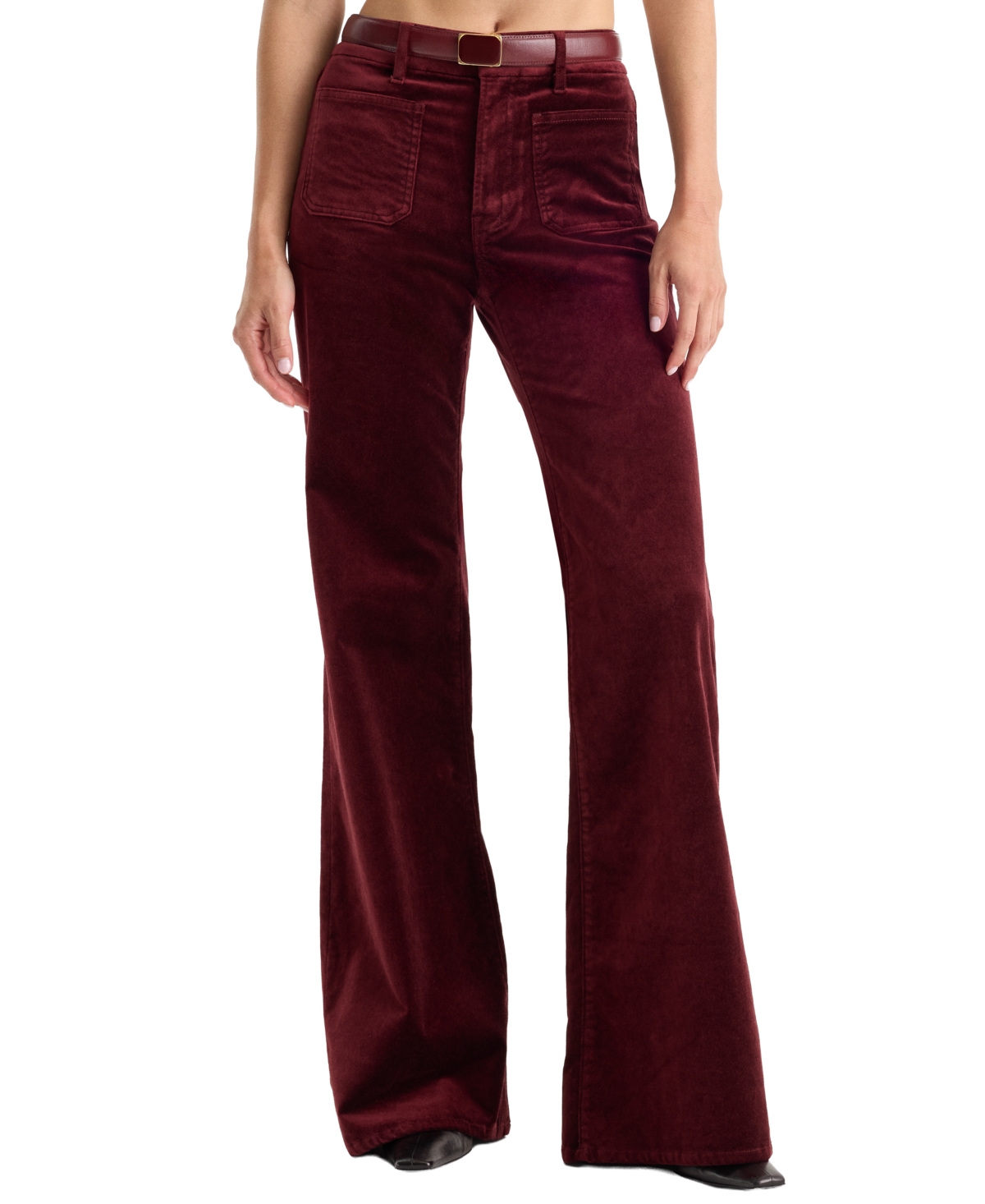 Good American Women's Waist High-Waisted Wide-Leg Velvet Palazzo Jeans