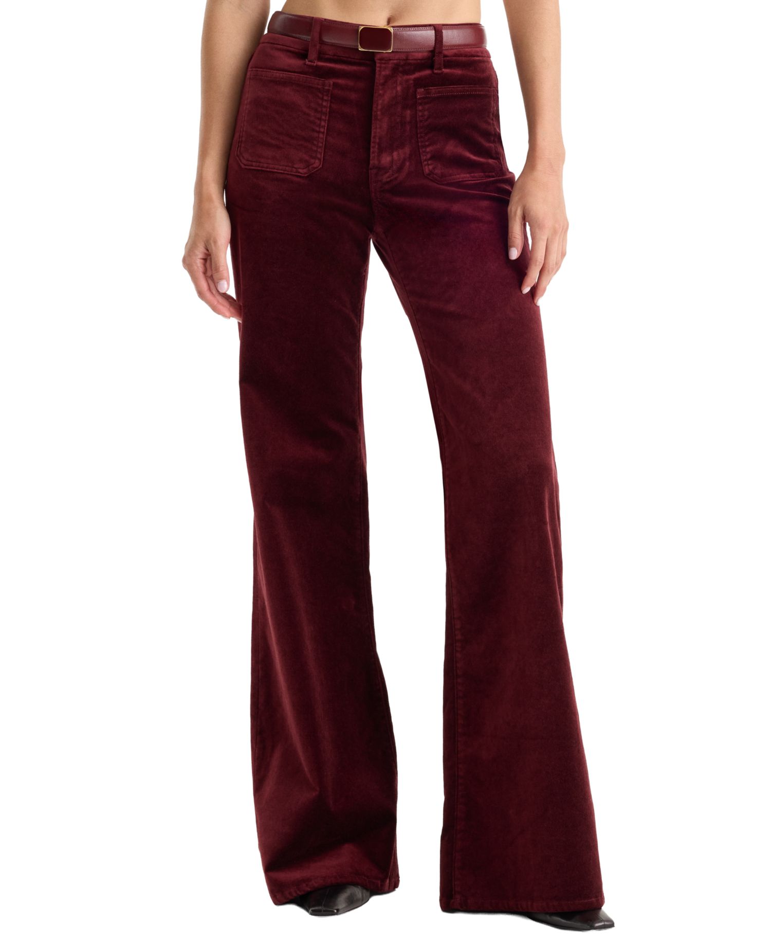 Women's Good Waist High-Waisted Wide-Leg Velvet Palazzo Jeans