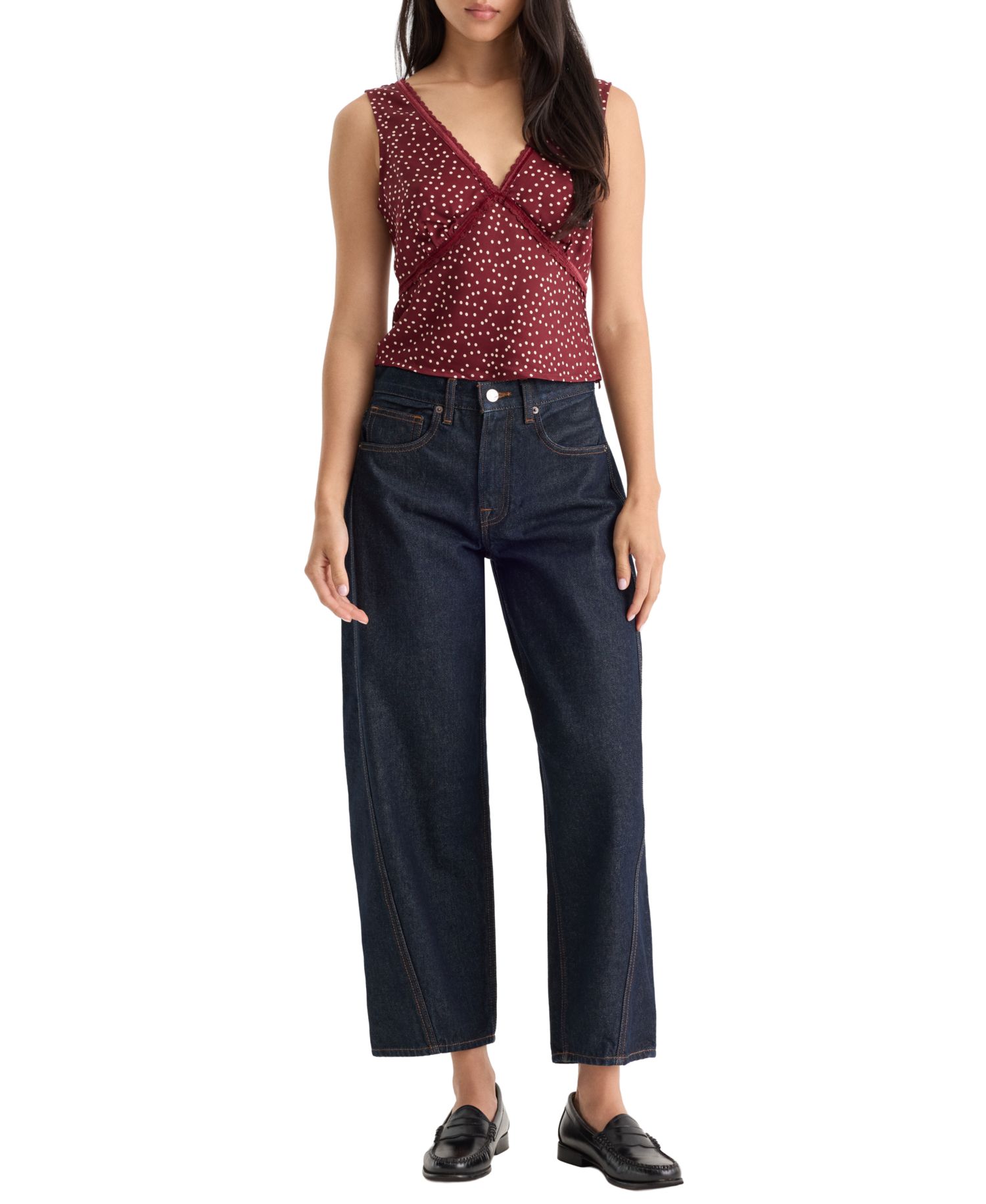 Women's Vintage Barrel Ankle High-Waisted Jeans