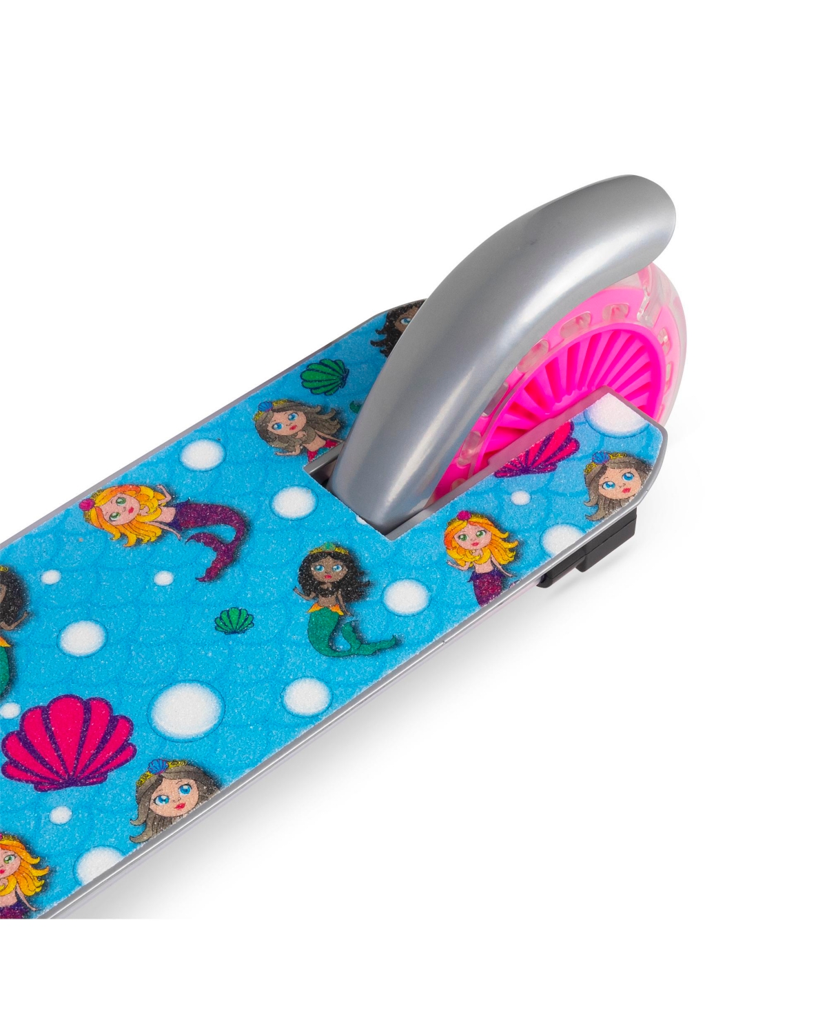 Ozbozz Mermaid Light-Up Flashing Scooter with Adjustable Handlebar and Rear Brake, 100 lb. Capacity, Ages 5+