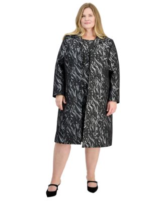 Plus Size Wing Collar Jacquard Jacket