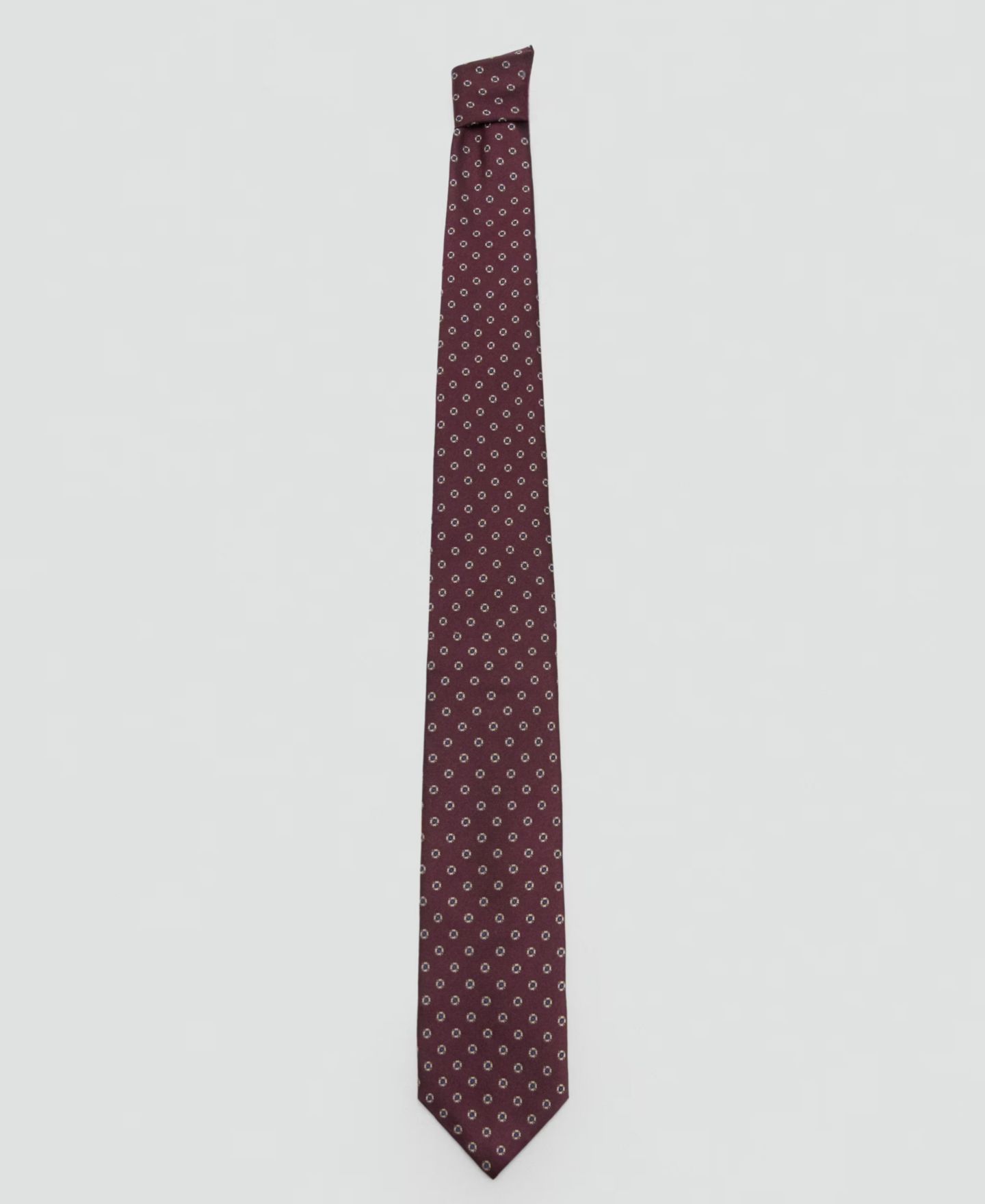 Мужской галстук MANGO Geo8 Printed Silk-Blend Tie, цвет: Бордовый — фото 1