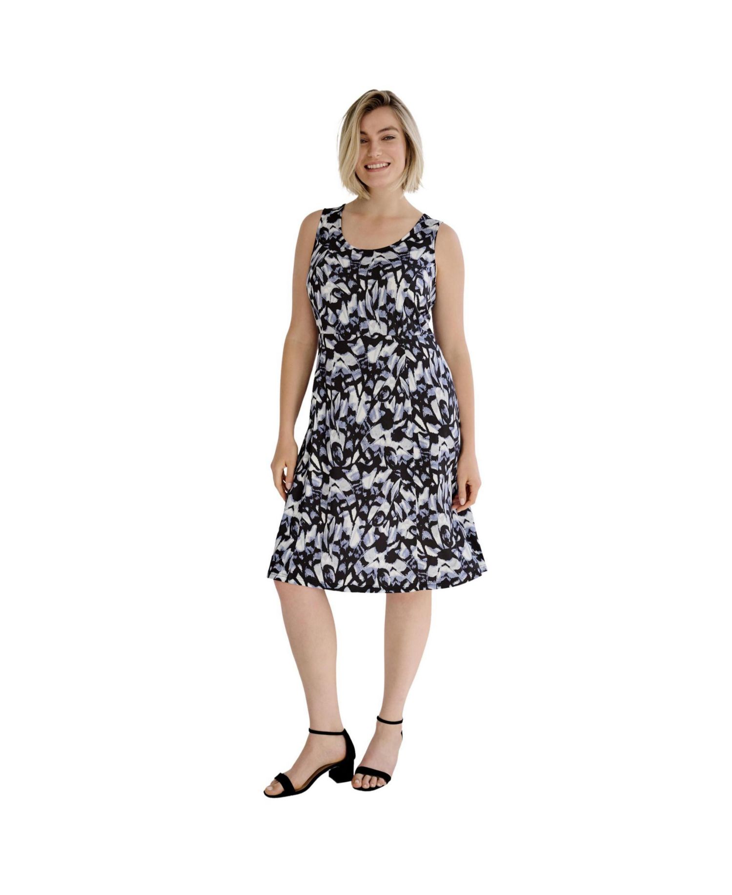 Plus Size Sleeveless Scoop Neck Fit and Flare Dress