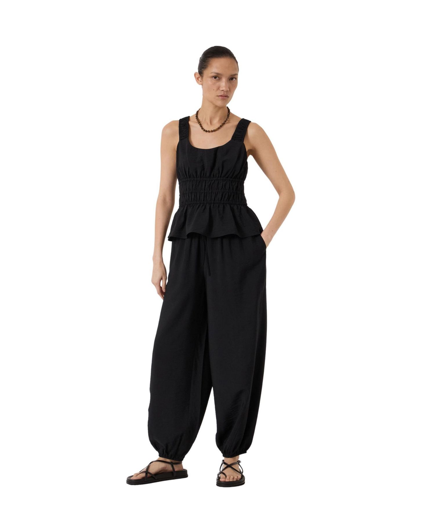 Women's Waist Gathered Sleeveless Top