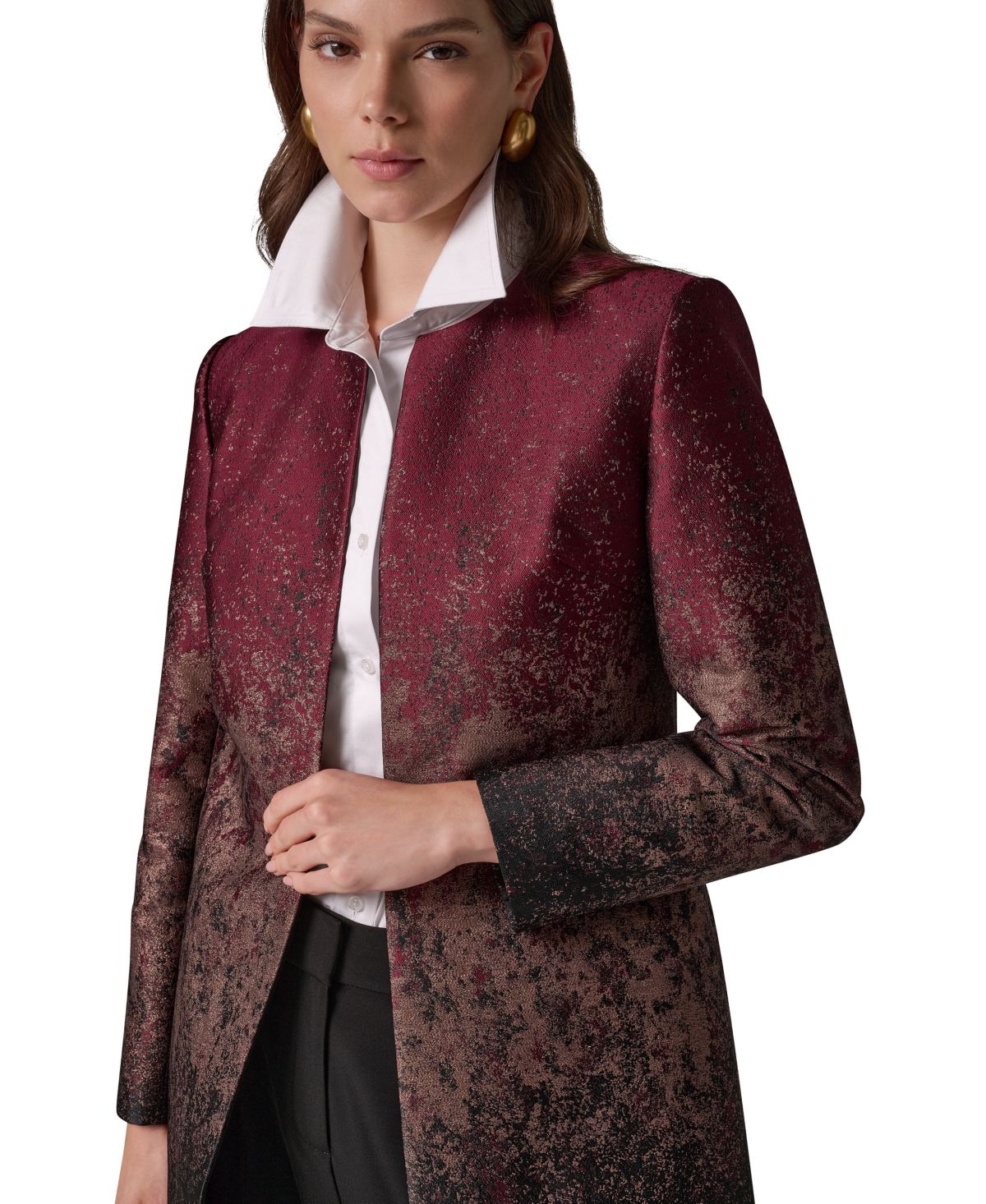 Donna Karan New York Women's Collarless Shoulder-Pad Blazer