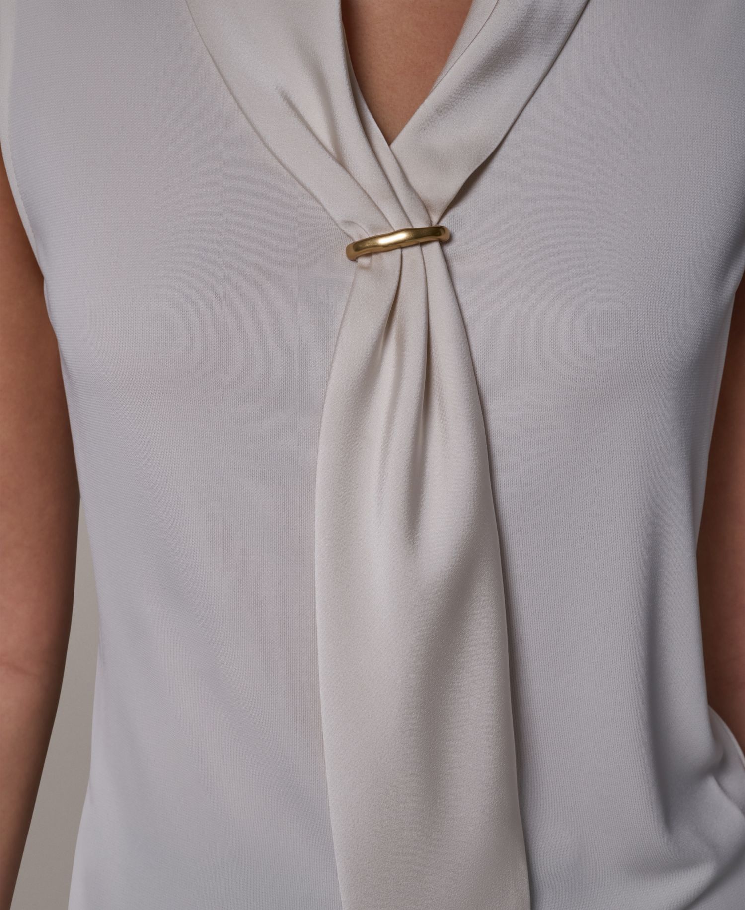 Women's Sleeveless V-Neck Satin Blouse