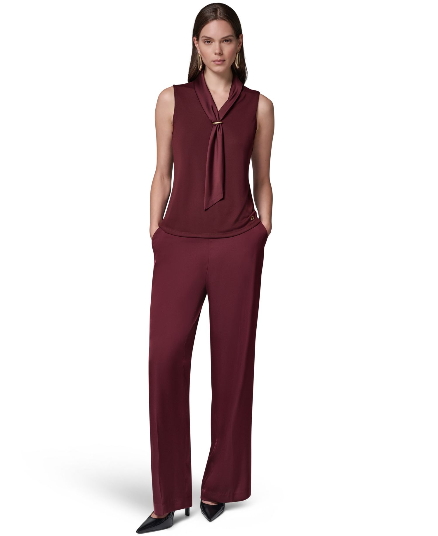 Women's Sleeveless Tie-Neck Blouse