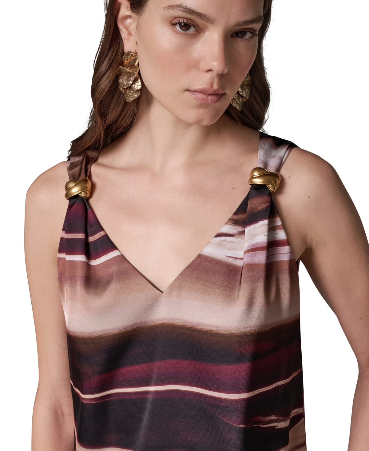 Donna Karan New York Women's Sleeveless V-Neck Allover-Print Tank