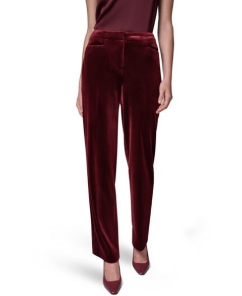Женские брюки Donna Karan New York Classic No Front Velvet Straight Mid-Rise, цвет: Чёрный вишнёвый