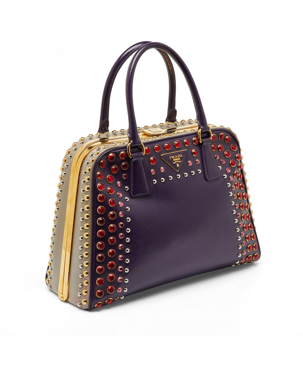 Pre-Owned Prada Crystal Embellished Saffiano Leather Satchel