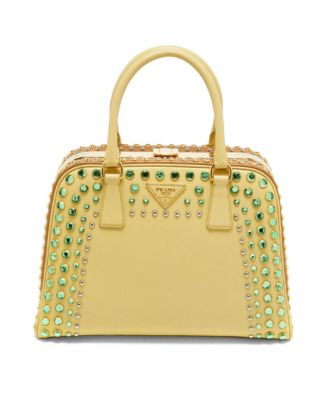 Women's Saffiano Lux Crystal Embellished Pyramid Satchel
