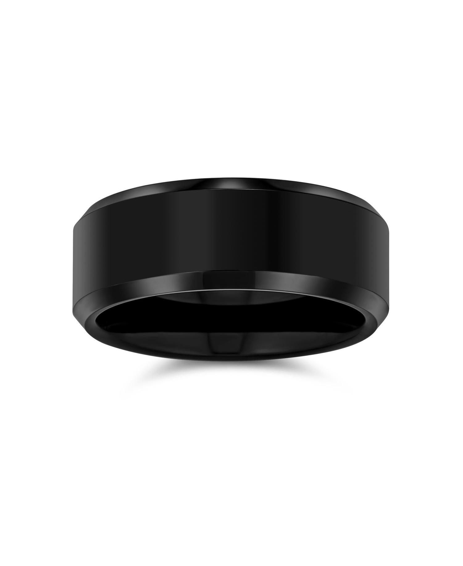 Classic Men's Band Ring Wide 8MM Beveled Edge Matte Brushed Finish Comfort Fit