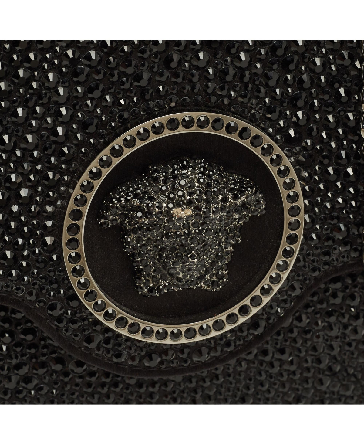 Pre-Owned Versace Women's La Medusa Crystal-Embellished Satin Clutch