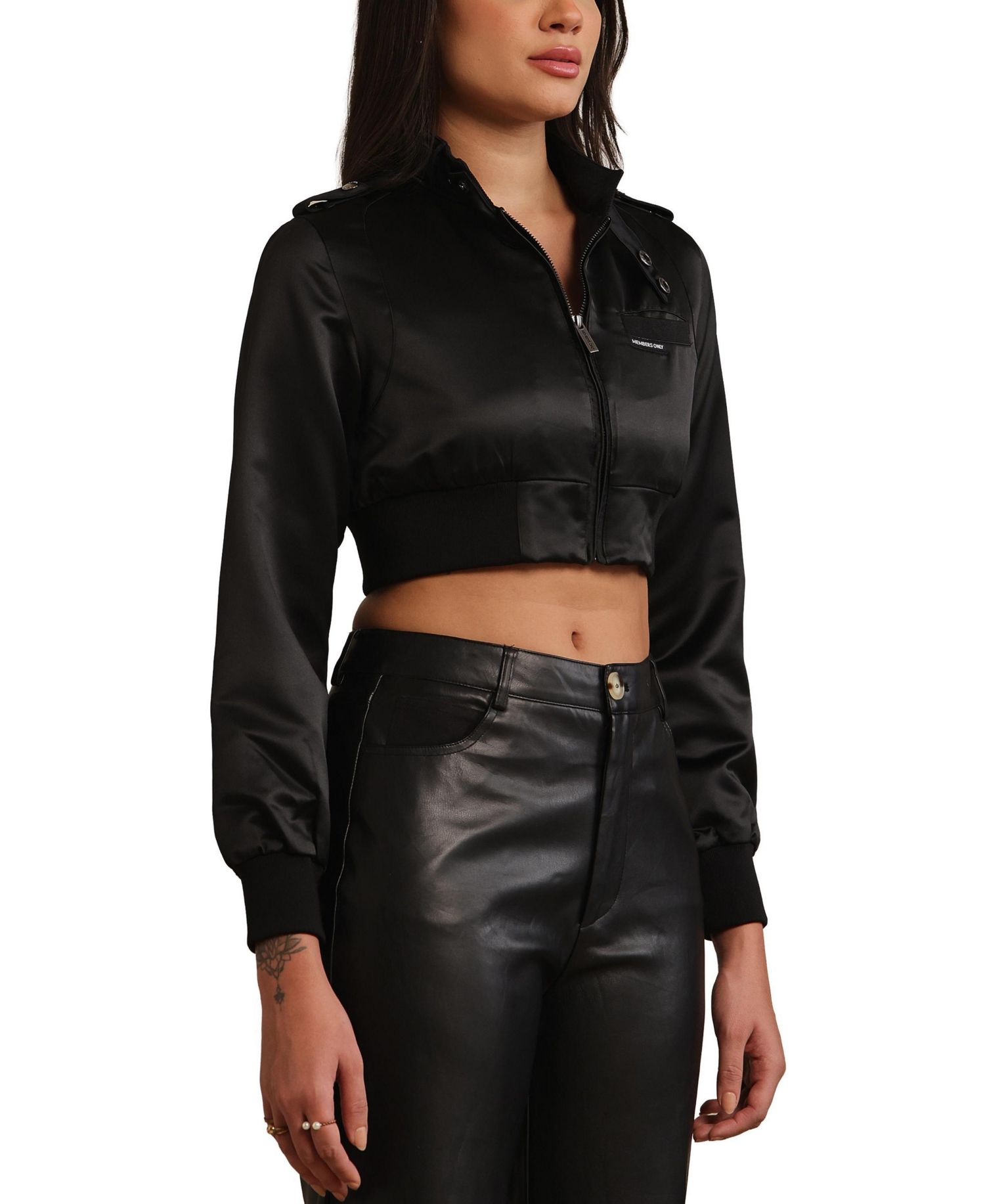 Women's Iconic Racer Cropped Satin Jacket