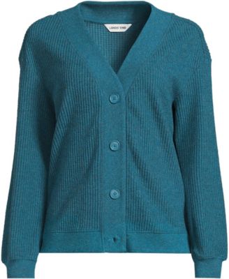 Plus Size Long Sleeve Waffle V-neck Cardigan