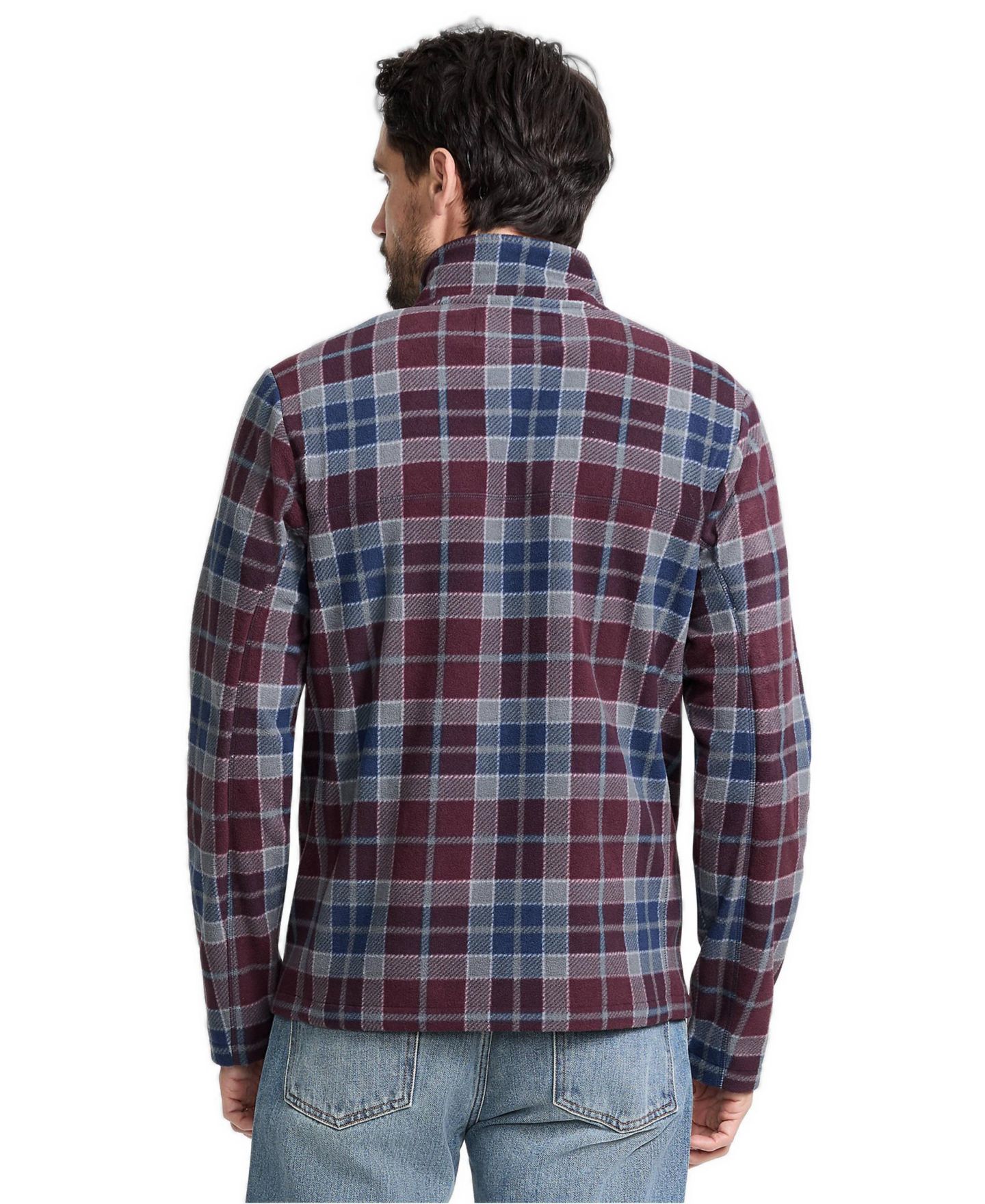 Мужской свитер Lands' End Anyweather Relaxed-Fit Fleece Quarter-Zip Pullover, цвет: Графитовый клетчатый — фото 1