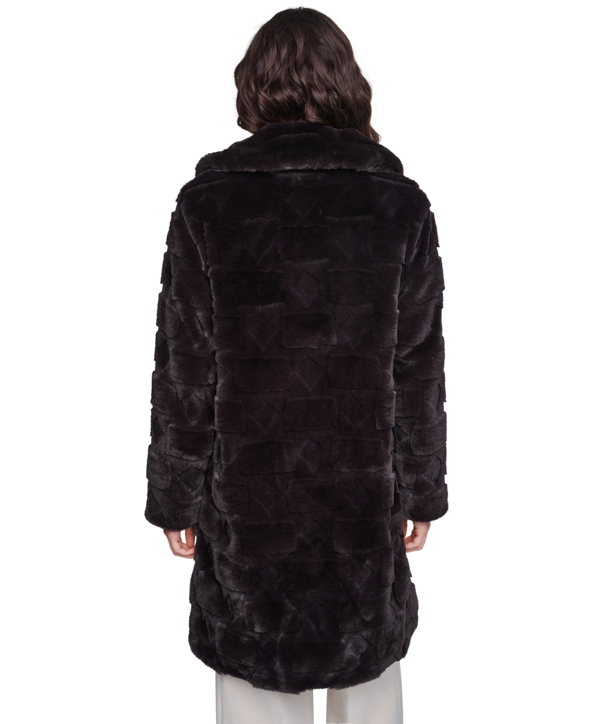 Karl Lagerfeld Paris Women's Teddy Faux Fur Mid Length Coat