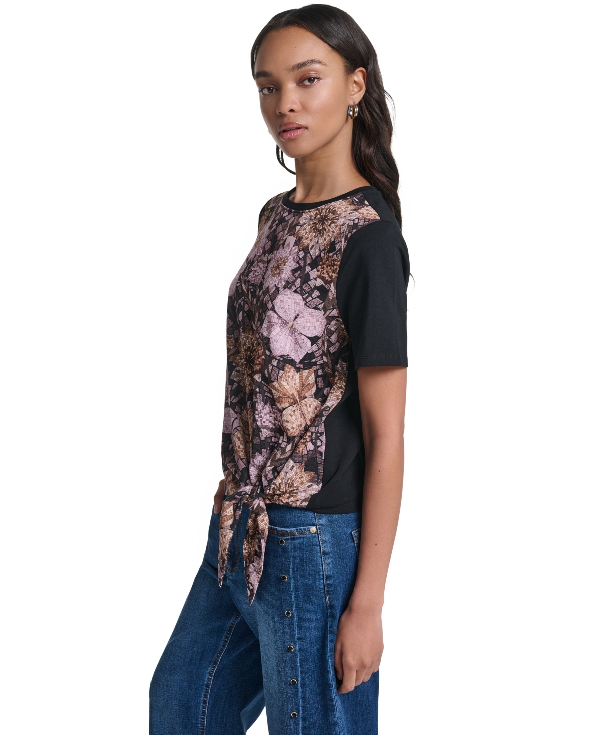 Karl Lagerfeld Paris Women's Tie-Front Short-Sleeve T-Shirt