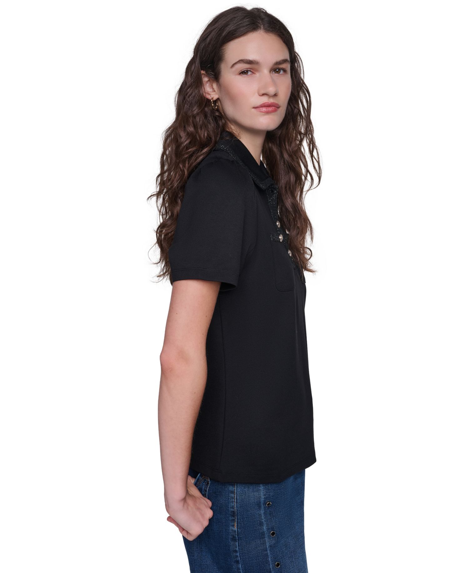 Women's Short-Sleeve Collared Knit Polo