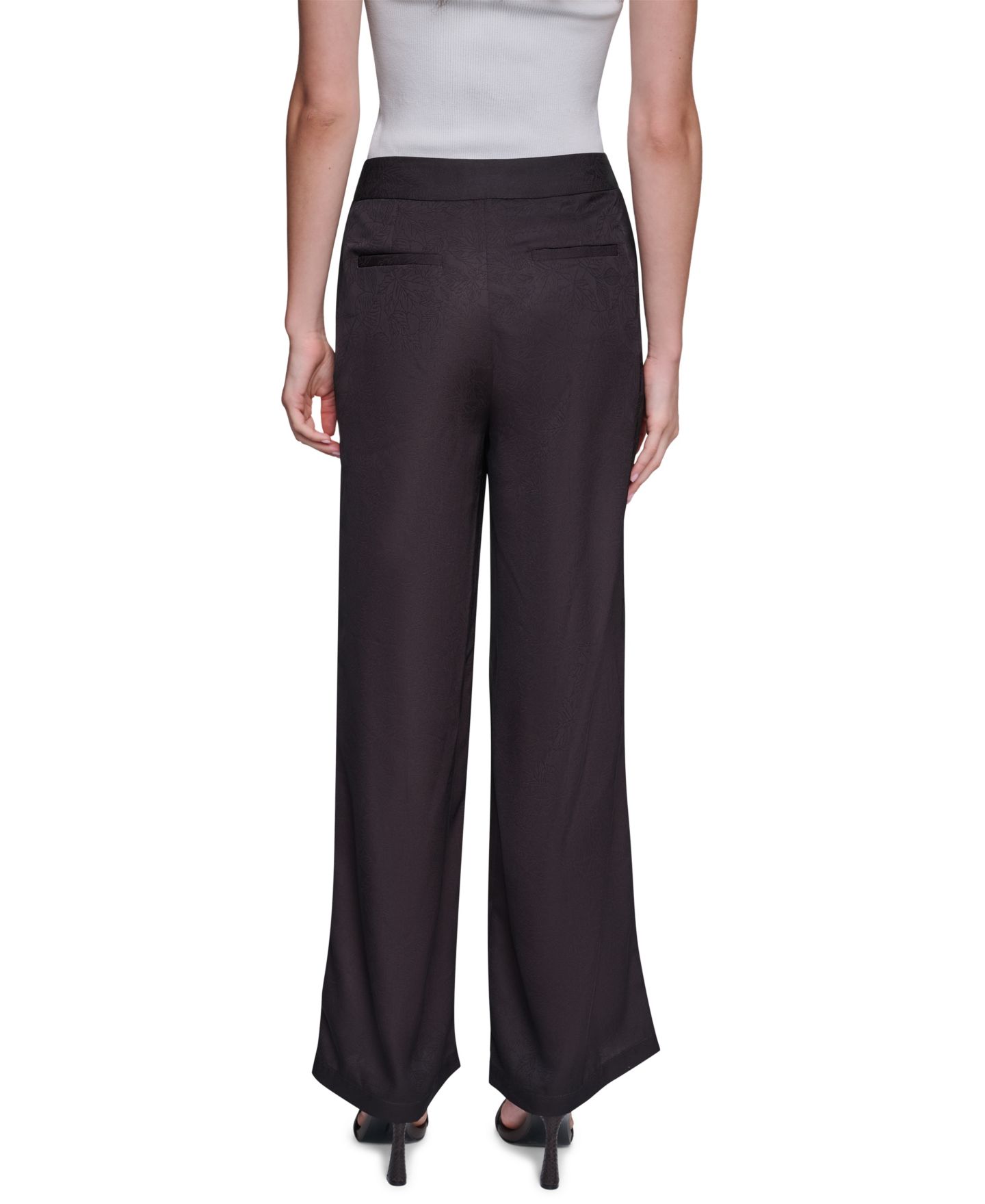 Женские брюки KARL LAGERFELD PARIS Wide-Leg High-Waisted Floral-Print, цвет: Розовато-лиловый — фото 4
