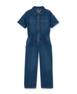 Girls Short Sleeve Denim Jumpsuit