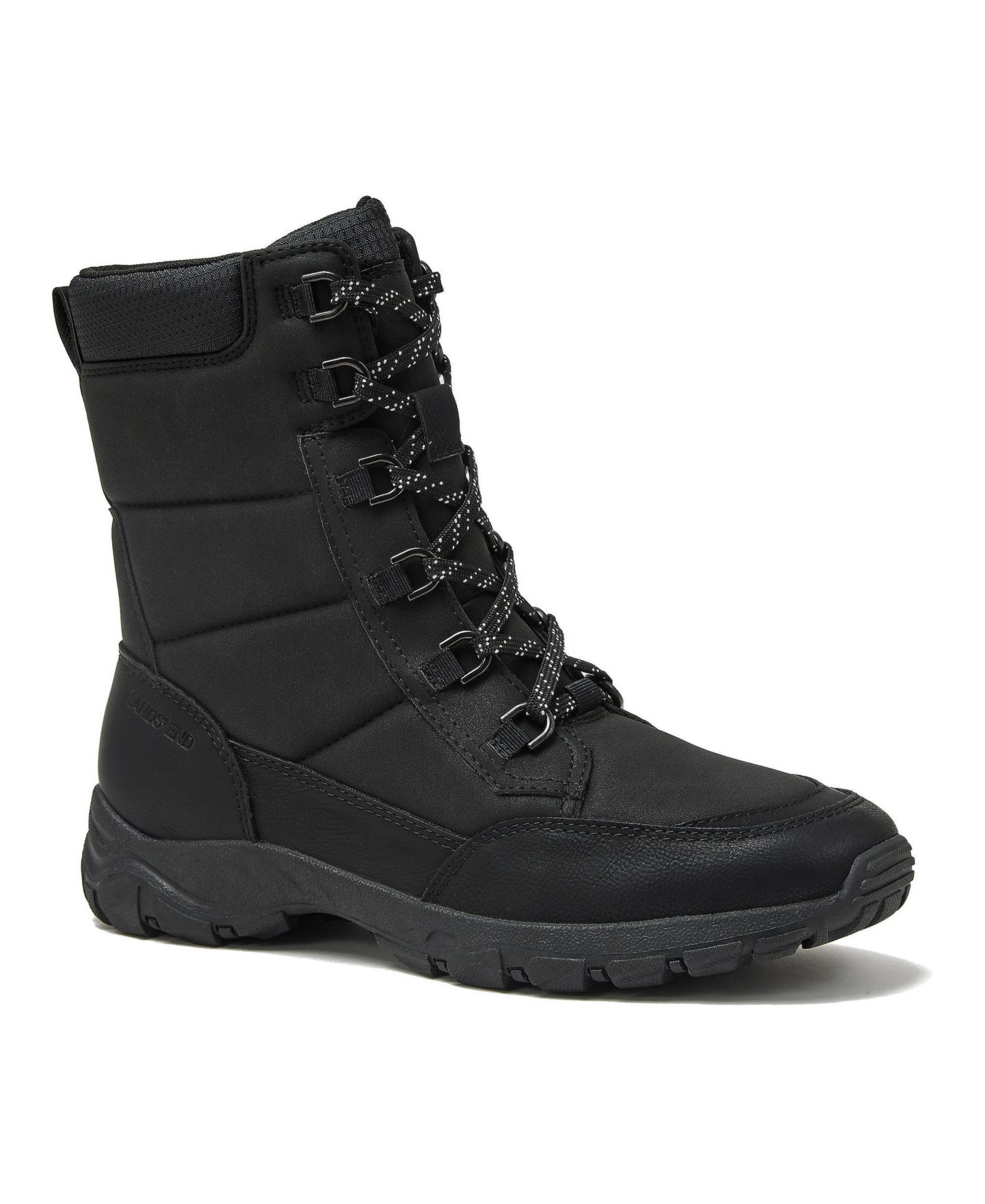 Мужские ботинки Lands' End Wide Width Expedition Trail Waterproof Lace Up Snow Boots, цвет: Чёрный — фото 1
