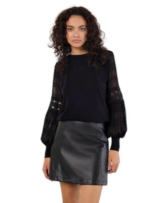 Women's Chiffon Crochet Sleeves Jumper