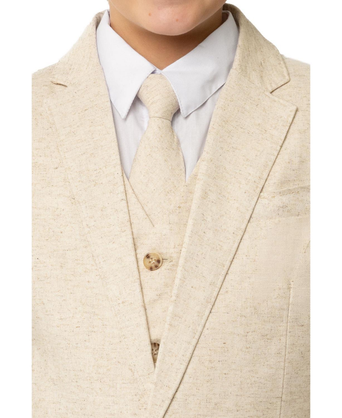 Peanut Butter Collection Little Boys and Big Boys Oasis Safari Linen 5-Piece Shirt, Tie, Jacket, Vest and Pants Suit Set