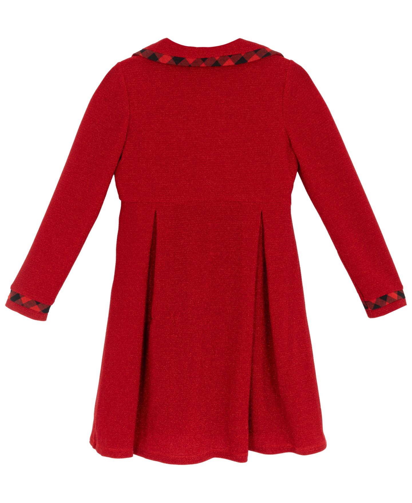 Rare Editions Girls' 7-16 Lurex-Knit Buffalo-Check Bow Coat and Dress, 2-Piece Set, цвет: Красный — фото 6