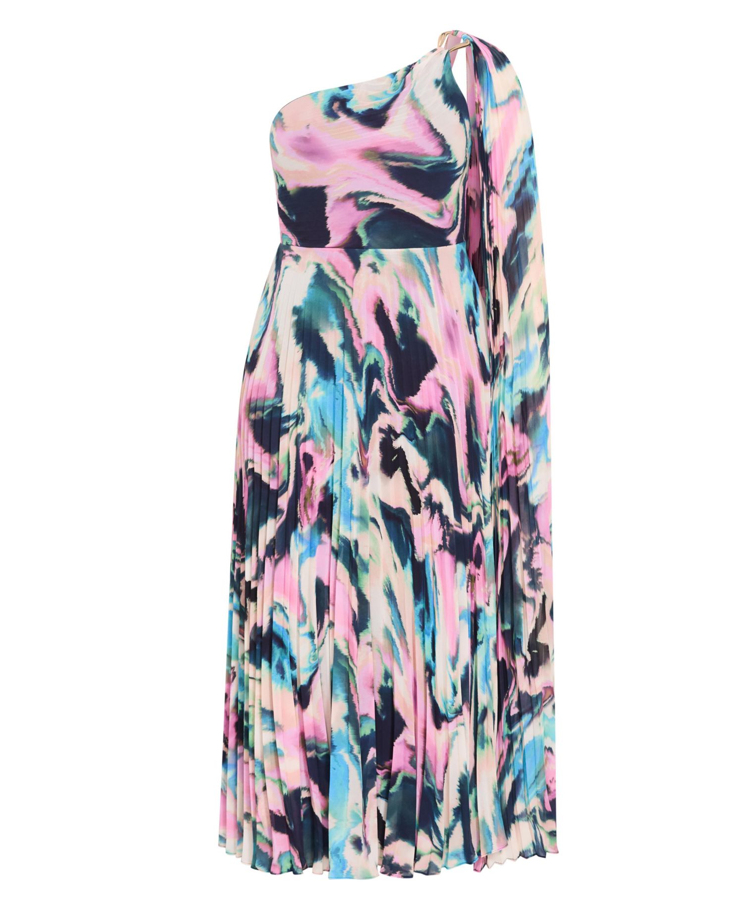 Plus Size Eloura One-Shoulder Rippled-Print A-Line Maxi Dress