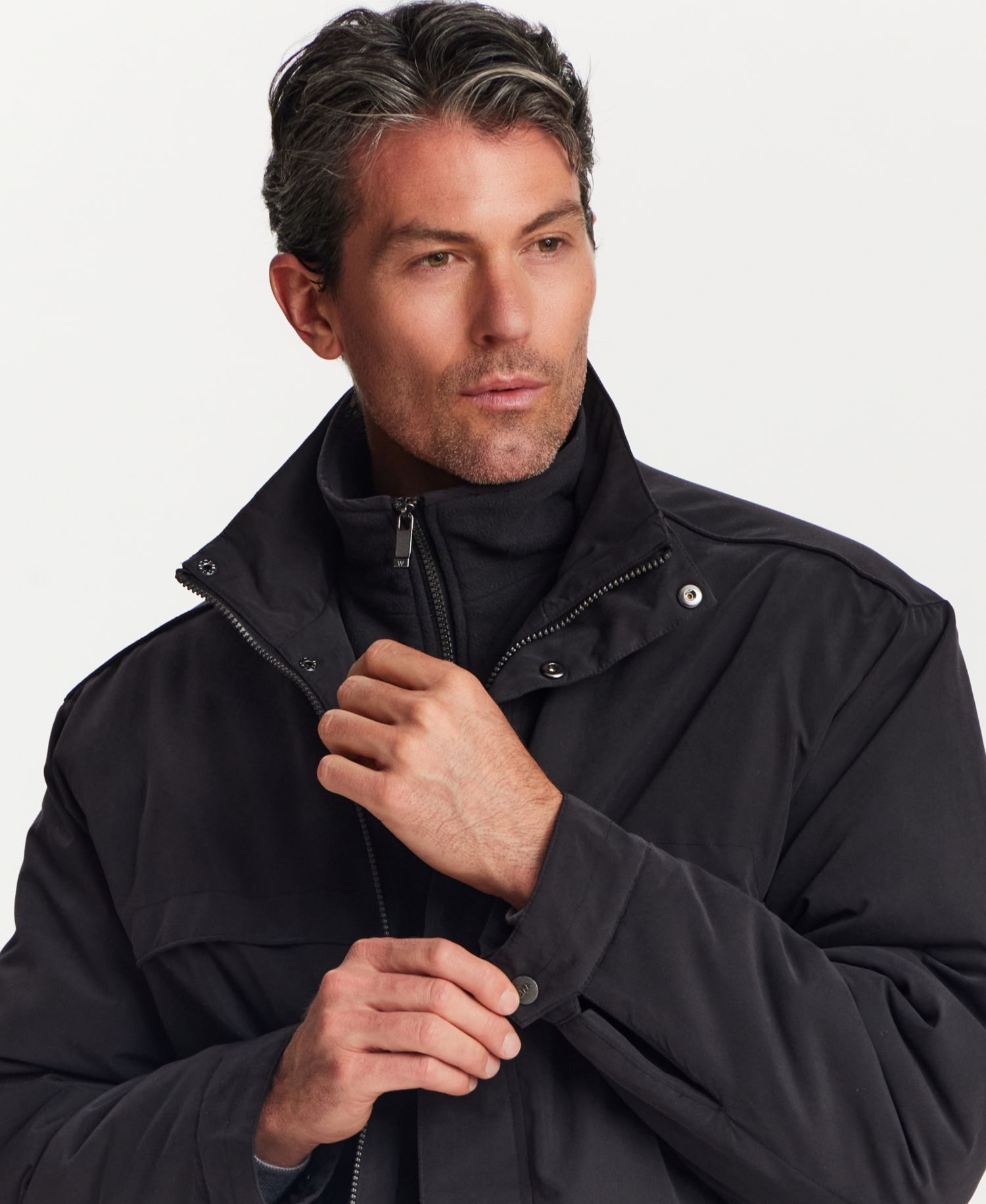 Men's Microfiber Fleece-Lined Bib Front Bomber Jacket