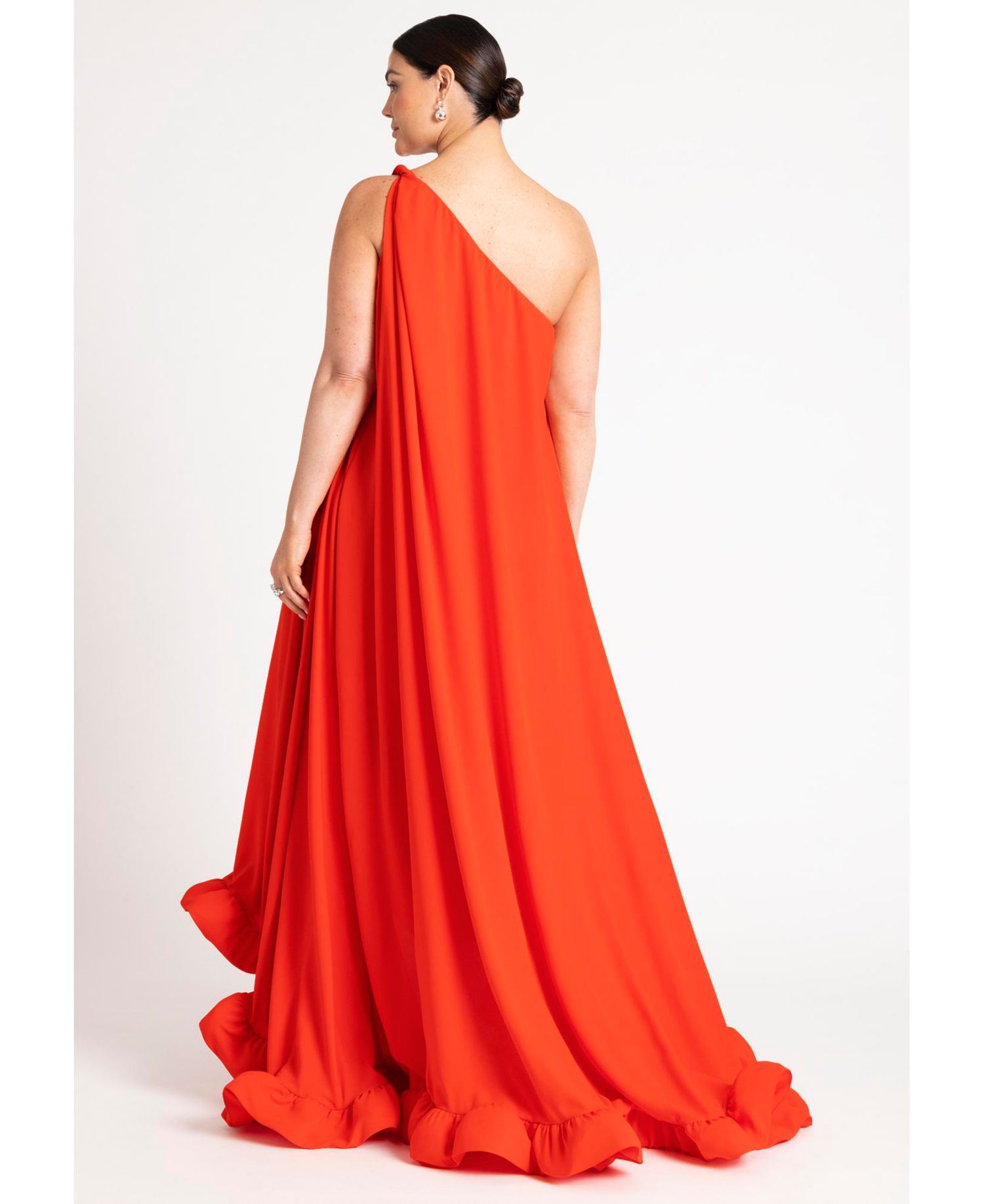 Women's Dramatic One-Shoulder Ruffle Gown