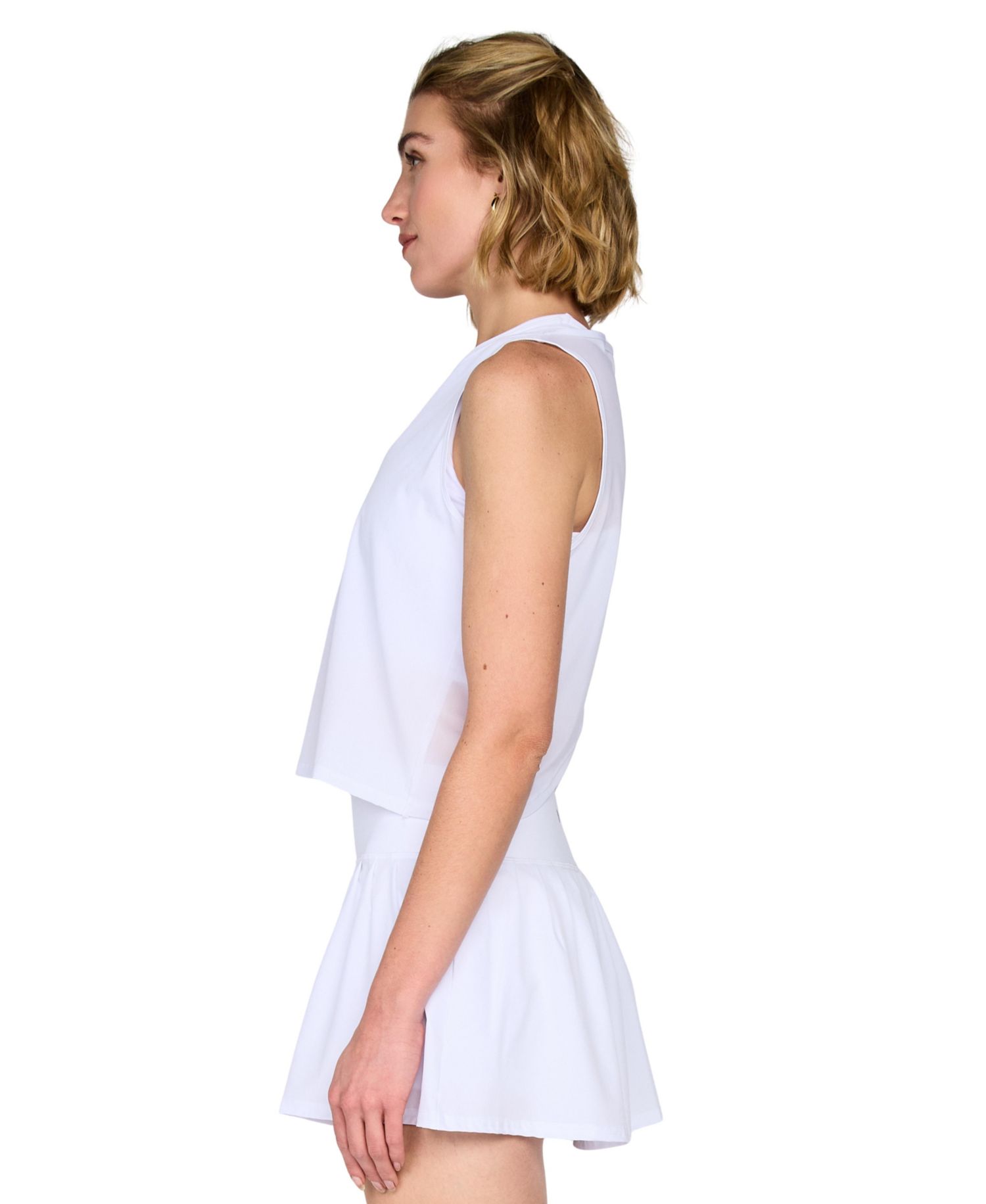Women's Crop Mesh Cross-Back Sleeveless Tee