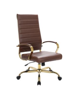 Benmar Modern High-Back Leather Conference Office Chair with Steel Frame, Swivel, and Tilt
